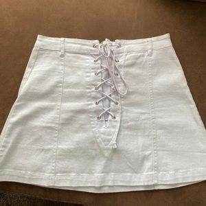 White denim mini skirt